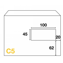 Enveloppes mécanisables 162 x 229 - fenêtre 45 x 100mm 20BD/60BB