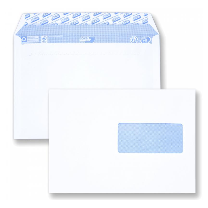 Enveloppes mécanisables 162 x 229 - fenêtre 45 x 100 mm 20BD/20BB