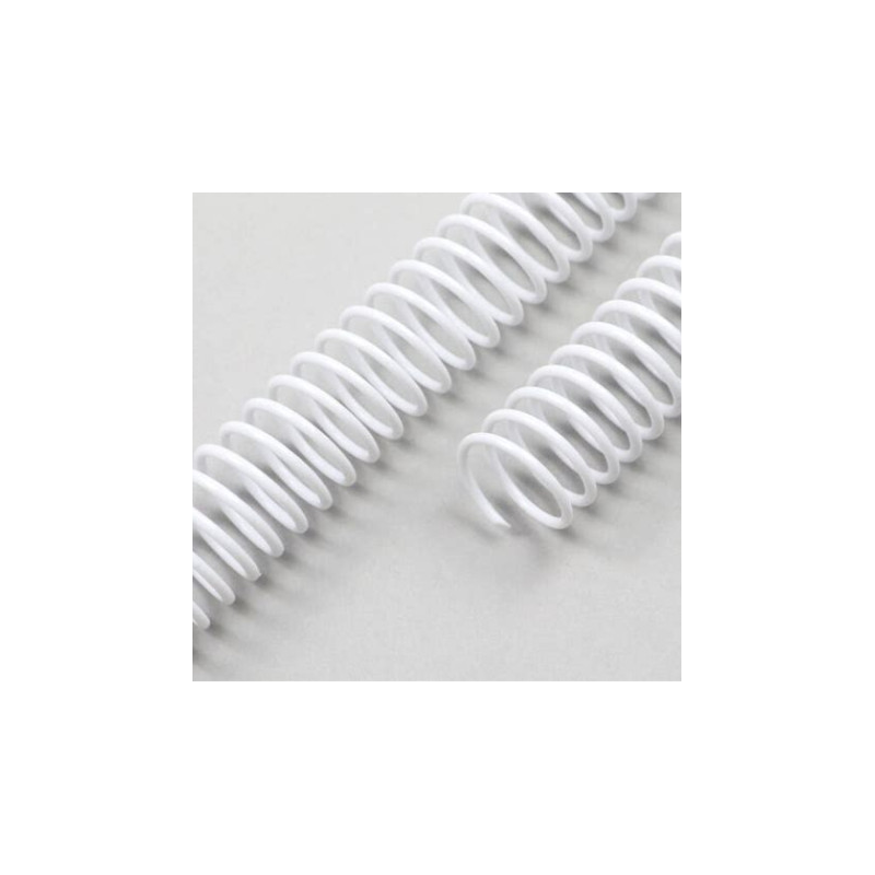 Spirales plastiques hélicoïdales A4 Pas 6mm 4:1 ou 5mm / Ø 25mm BLANC - NOIR - TRANSPARENT