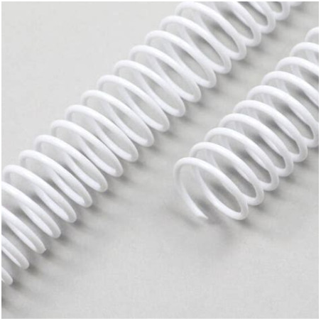 Spirales plastiques hélicoïdales A4 Pas 4:1 /Ø 6mm BLANC - NOIR - TRANSPARENT